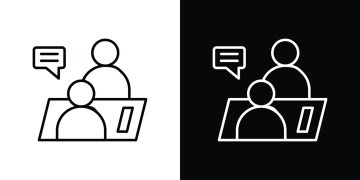 Job interview icon in black. flat graphic vector icon
