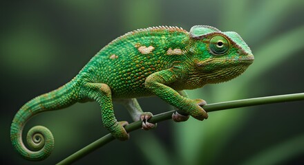 Obraz premium green lizard on a branch
