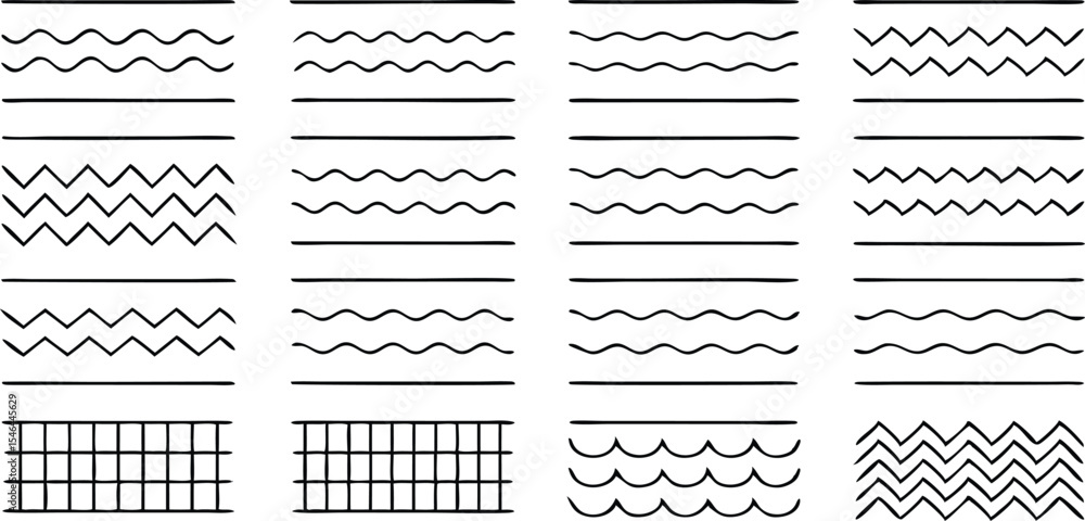 Poster hand drawn lines and patterns design elements