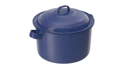 A blue cooking pot with a lid, designed for boiling or cooking various foods.