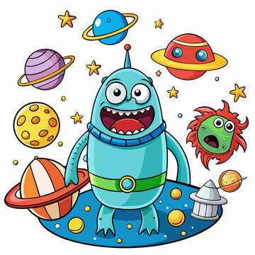 cartoon space rocket