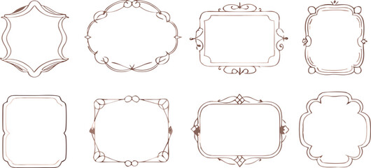 Hand-drawn decorative frames elegant vintage style