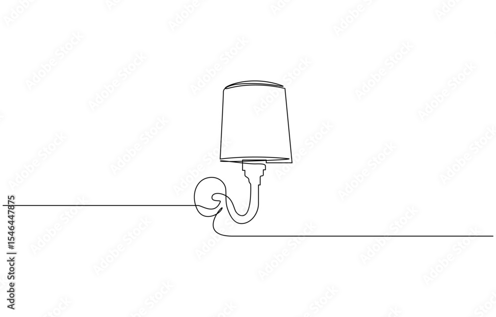 Poster lamp on ceiling as one line drawing banner. continuous hand drawn minimalist minimalism design, one 