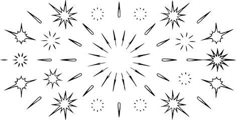 Obraz premium Sparkles Clipart Vector Magic Starburst Element Monoline Design