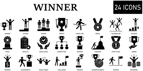 Naklejka premium Set of winner Icons or symbols Vector fully editable file.