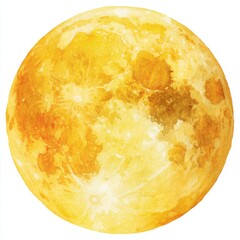 Watercolor Painting of a Luminous Yellow Full Moon