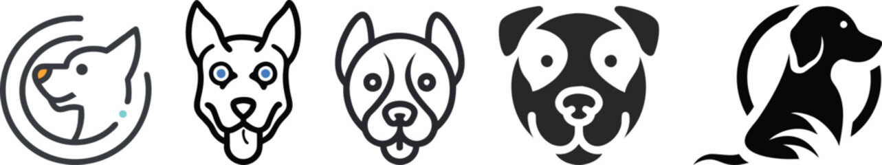 Minimalist dog logo set vector illustration