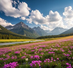 alpine meadow with flowers