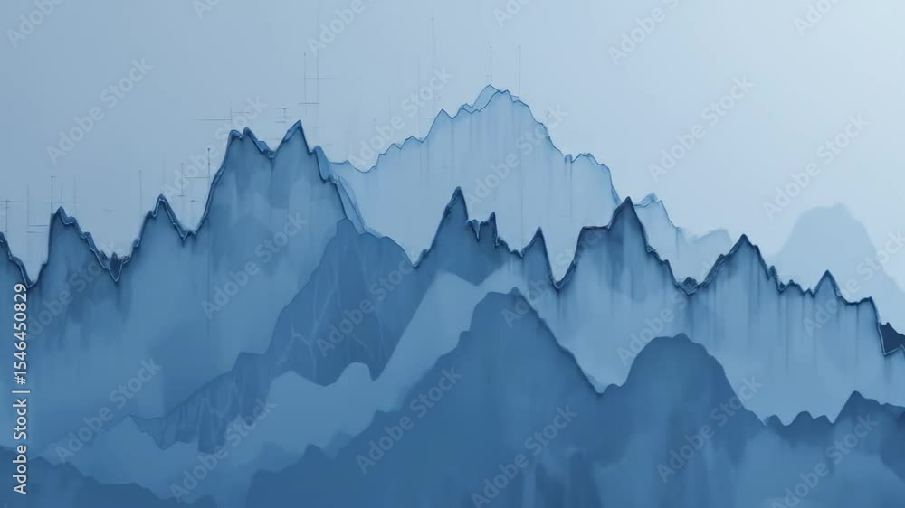 Poster abstract blue mountain range animation with subtle movement and atmospheric depth