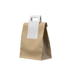 A simple brown paper bag with a handle, commonly used for takeout or packaging food items.