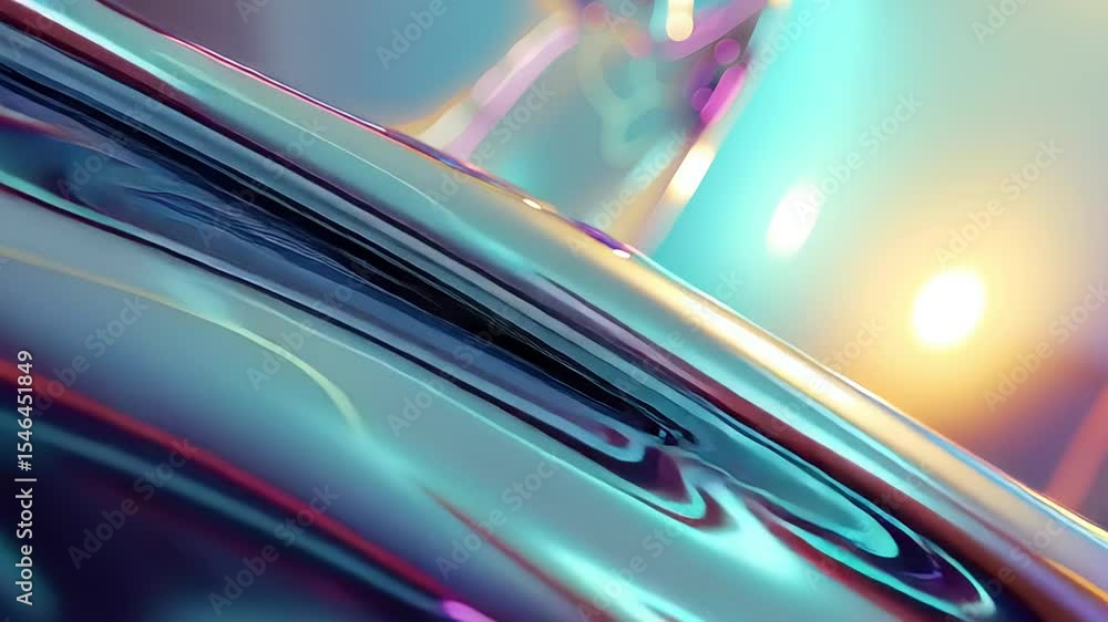 Poster abstract iridescent background with flowing liquid shapes and neon light reflections in vibrant past