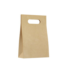 A simple brown paper bag with a handle, commonly used for carrying items or takeout food.