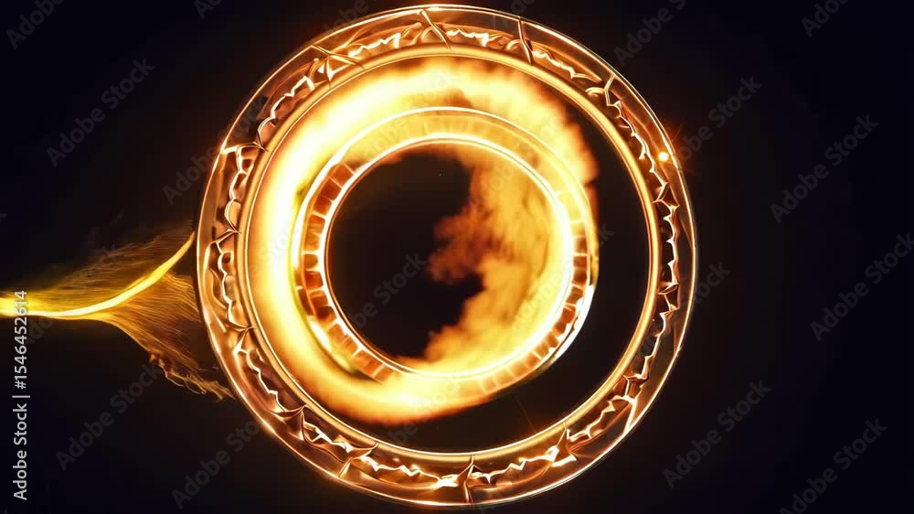 Aufkleber mesmerizing transformation of glowing rings in fiery motion sequence