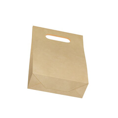 A simple brown paper bag with a handle, commonly used for carrying food or small items.
