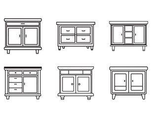 sideboard cabinet icon line art vector illustration

