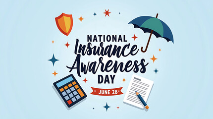 National Insurance Awareness Day Banner with Insurance Awareness Elements in Flat Vector Style