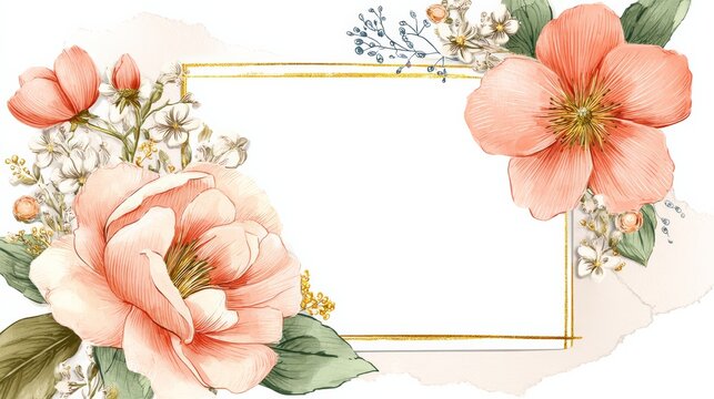 Feminine graduation card mockup with blush pink tones, gold accents, floral borders and pearls, elegant celebration theme, textready layout - Powered by Adobe