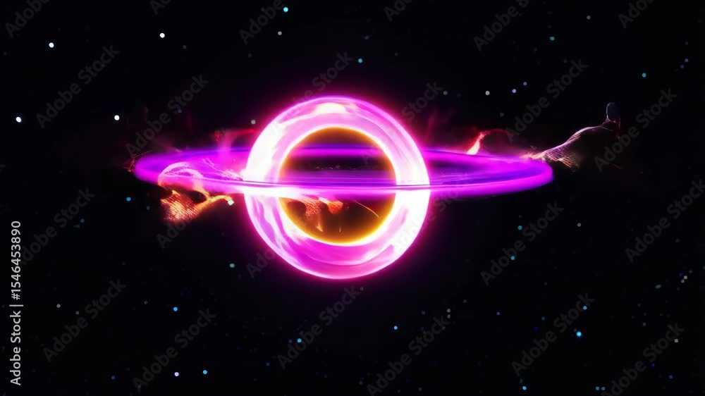Poster dynamic neon energy sphere with electrifying arcs in space
