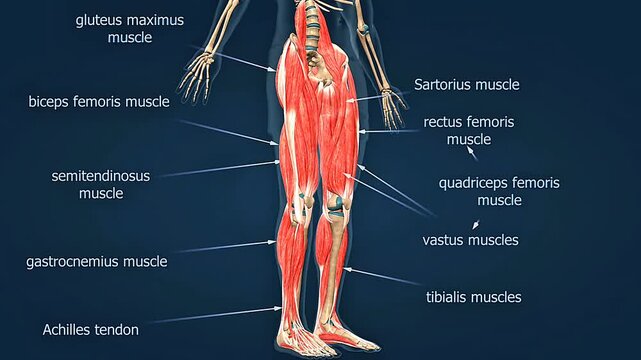 Anatomy of muscles of human leg.