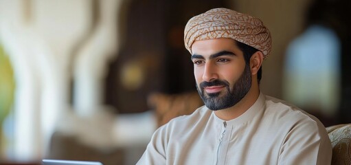 Portrait of a Young Man in Traditional Omani Clothing
