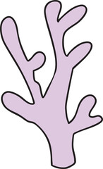 Coral colorful vector illustration Hand-drawn ocean and sea life creature. great for greeting cards, educational material, kids party invitations. Pastel colors, flat, cartoon design