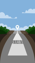 Illustration of a road with the beginning of the path start.