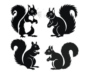Obraz premium Squirrel Silhouette Set 