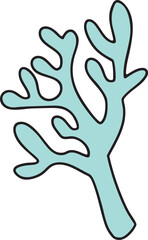 Coral colorful vector illustration Hand-drawn ocean and sea life creature. great for greeting cards, educational material, kids party invitations. Pastel colors, flat, cartoon design