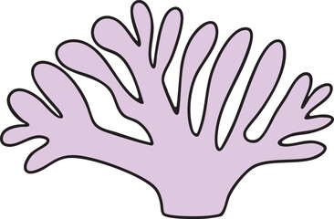 Coral colorful vector illustration Hand-drawn ocean and sea life creature. great for greeting cards, educational material, kids party invitations. Pastel colors, flat, cartoon design