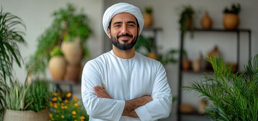 Portrait of a Smiling Emirati Man in Traditional Clothing