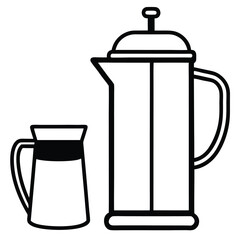 French press coffee maker with carafe illustration