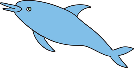 Dolphin colorful vector illustration Hand-drawn animal Great for children books, greeting cards, educational material, kids party invitations