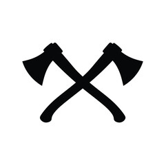 Crossed Axes Icon Black Silhouette Illustration