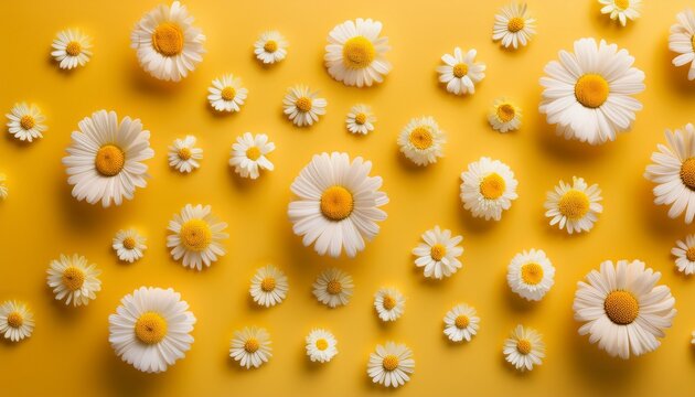 aesthetic background pattern minimalistic pastel yellow with tiny daisies on it