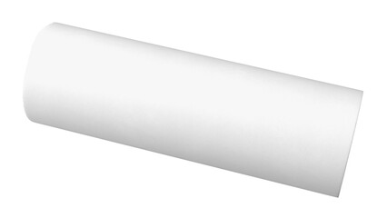 A plain white cylindrical object, likely a roll of paper or similar material, used for various purposes like printing or crafting.
