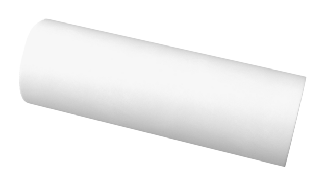 A plain white cylindrical object, likely a roll of paper or similar material, used for various purposes like printing or crafting.