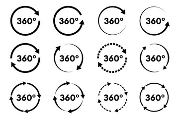 360 degrees icon set isolated vector illustration