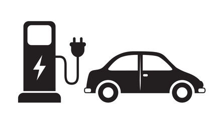 charging station for hybrid and electric vehicles isolated vector illustration