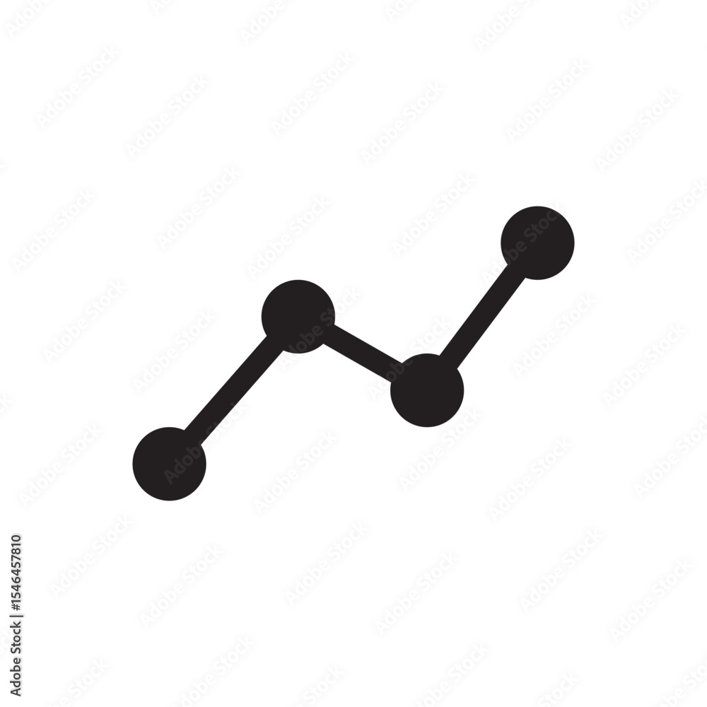 Poster connect data graphic icon vector. minimal line chart with two nodes, ideal for business, analytics, 