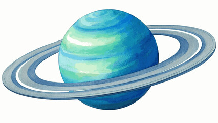 Luminous Drift planet with rings isolated watercolor vector illustration svg © Arun168