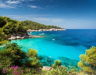 mediterranean coastal paradise turquoise waters and lush greenery