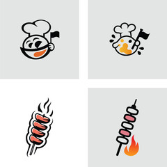 Chef Mascot Logo Design  Delicious Food Icons and Grill Concepts