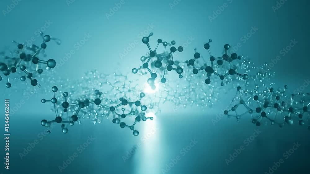 Aufkleber abstract molecular structures animation background for science education and research visualizations