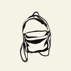 Fototapeta premium Minimalistic isolated hand drawn backpack. Vector illustration. Card, poster, home decoration.