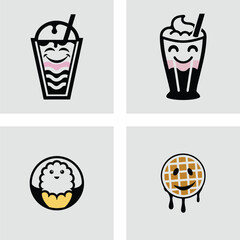 Cute Kawaii Food Illustrations  Smiling Drinks & Desserts