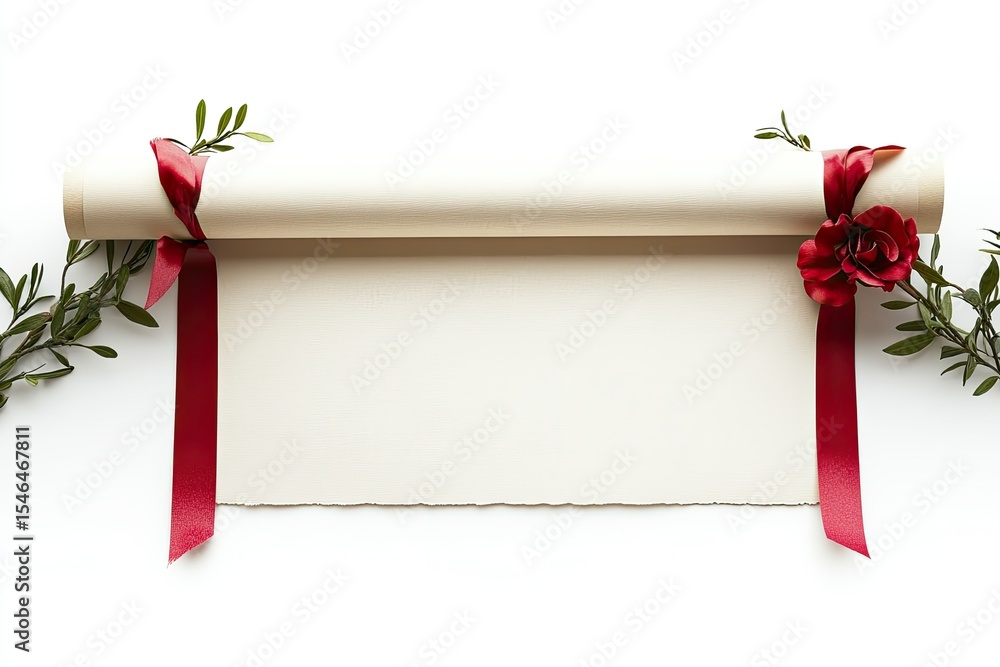 Poster high resolution image of certificate scroll on white