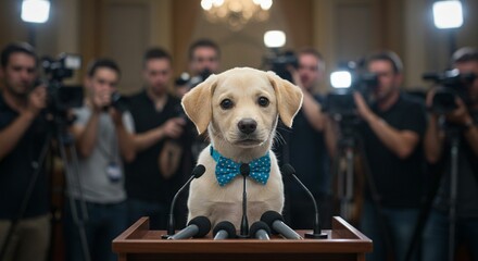 Puppy on podium