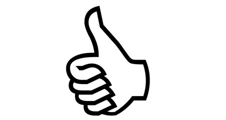 A bold thumbs up hand gesture symbol perfect for positive feedback approval success like button...