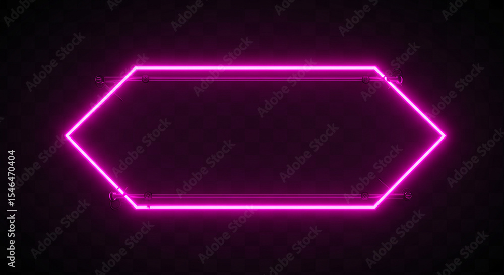 Poster glowing neon hexagon frame on black background perfect for text or graphics
