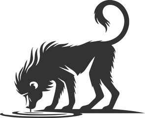 Wild cute animal baboon monkey vector silhouette